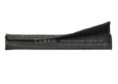 Enveloppe de câble tressée par Velcro à fermeture automatique noir, capot de fils flexible de Velcro